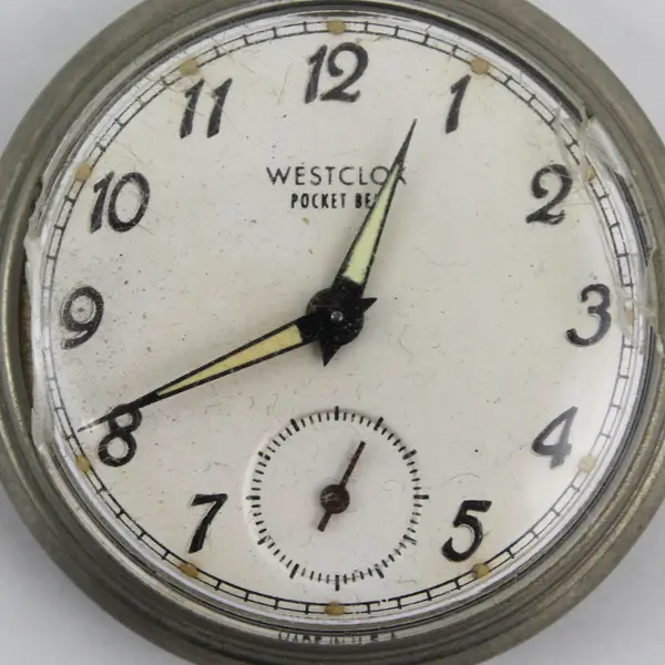  1960's Westclox Pocket Ben 6 Wind Up Pocket Watch With Glow In Dark Hands Works