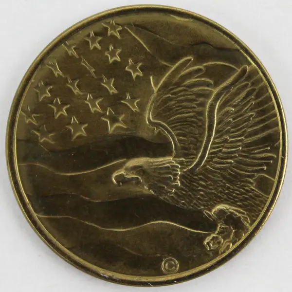 Brass Eagle with Stars and Stripes Horseshoe Good Luck Coin Token