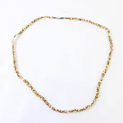 Brown and White Braided Multi-Strand Glass Seed Bead Necklace 32"