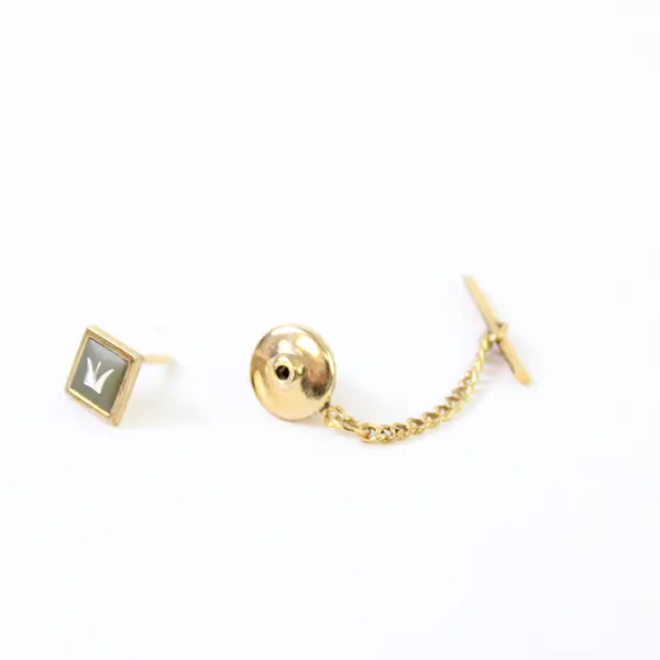Vintage Crown Design Gold-Tone Tie Tack