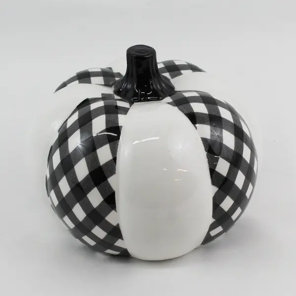 2019 Robert Stanley Collection Buffalo Cottage Plaid Ceramic Pumpkin