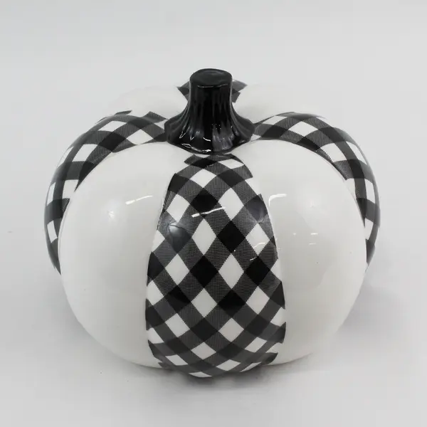 2019 Robert Stanley Collection Buffalo Cottage Plaid Ceramic Pumpkin