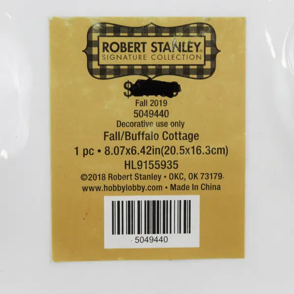 2019 Robert Stanley Collection Buffalo Cottage Plaid Ceramic Pumpkin