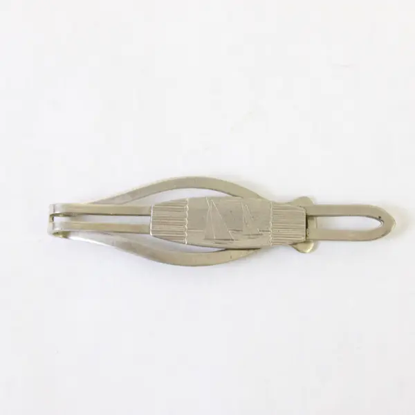  Vintage Silver-Tone Nautical Sailboat Tie Clip
