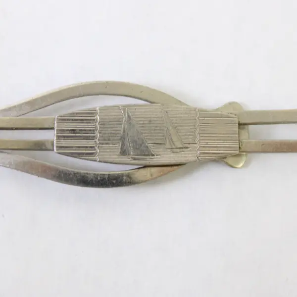  Vintage Silver-Tone Nautical Sailboat Tie Clip