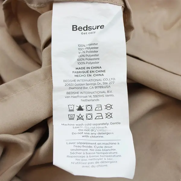 Lot Of 2 Bedsure Matching Solid Beige 100% Polyester Standard Pillowcase/Shams