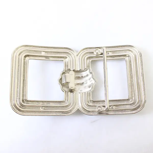 Silver-Tone Rope Design Metal Belt Buckle