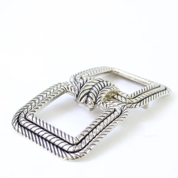 Silver-Tone Rope Design Metal Belt Buckle