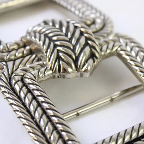 Silver-Tone Rope Design Metal Belt Buckle