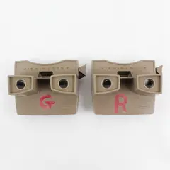 2 Vintage Sawyer’s 1970's View Master Slide Viewers  Tan 