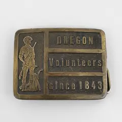 Vintage Bronze Belt Buckle Oregon Volunteers Since 1843