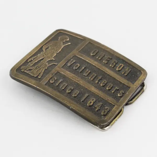 Vintage Bronze Belt Buckle Oregon Volunteers Since 1843