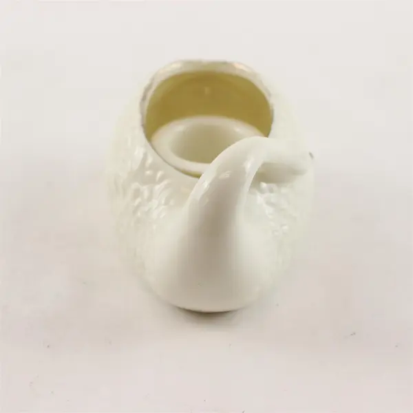 Unbranded White Ceramic W/ Silver Paint Swan Shaped Tapered Candle Holder 4.25"