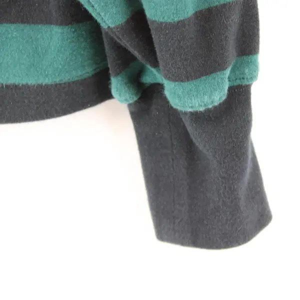 Maeve Green and Black Striped Long-Sleeved Mock Neck Shirt Women's XS