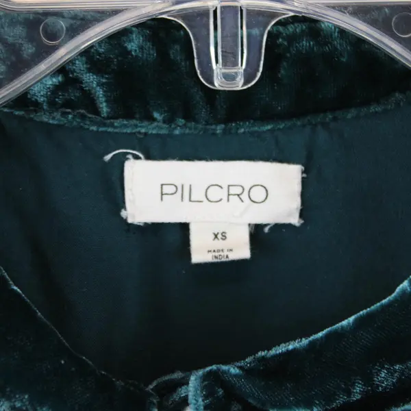 Pilcro Teal Green Long-Sleeved Velvet Button-Up Women's XS