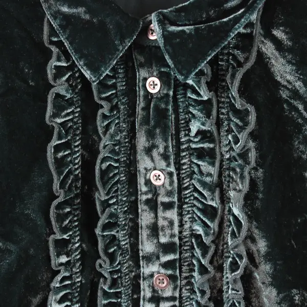 Pilcro Teal Green Long-Sleeved Velvet Button-Up Women's XS