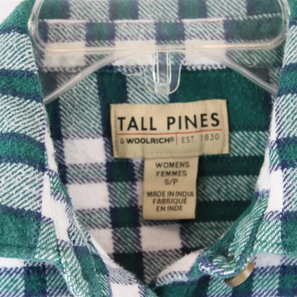 Tall Pines by Woolrich Green Blue & White Plaid Flannel Women's Small