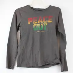 Life Is Good Peace Out Gray Long-Sleeved Classic Fit T-Shirt Women's XS