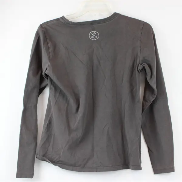Life Is Good Peace Out Gray Long-Sleeved Classic Fit T-Shirt Women's XS