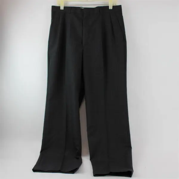 Stafford Charcoal Gray Straight-Leg Pleated Dress Pants Men's 33 x 30