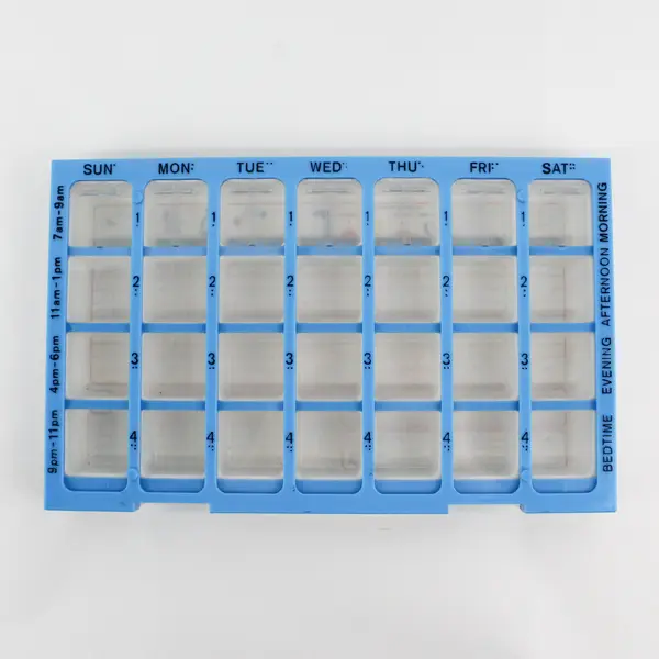 Apothecary Products Weekly 4 Times a Day Pill Box Blue Container