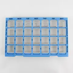 Apothecary Products Weekly 4 Times a Day Pill Box Blue Container
