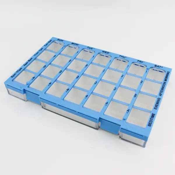 Apothecary Products Weekly 4 Times a Day Pill Box Blue Container