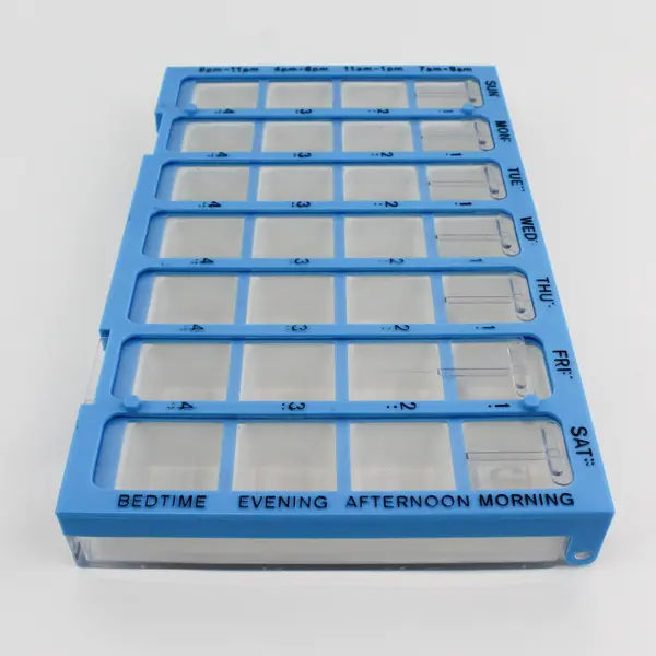 Apothecary Products Weekly 4 Times a Day Pill Box Blue Container