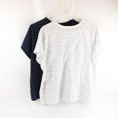 Lot of 2 Time And Tru Horizontal Pinstripe T-Shirts Women's XXXL 22
