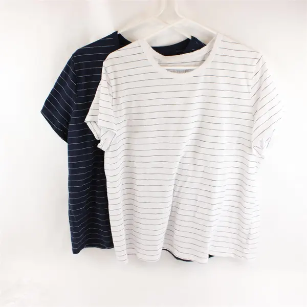 Lot of 2 Time And Tru Horizontal Pinstripe T-Shirts Women's XXXL 22