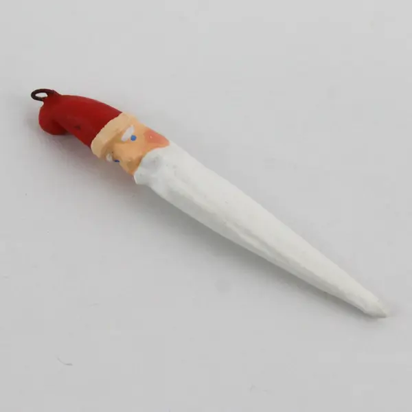 Set of 2 Wooden Santa Claus Christmas Icicle Ornaments 2-inch Hand Decorated