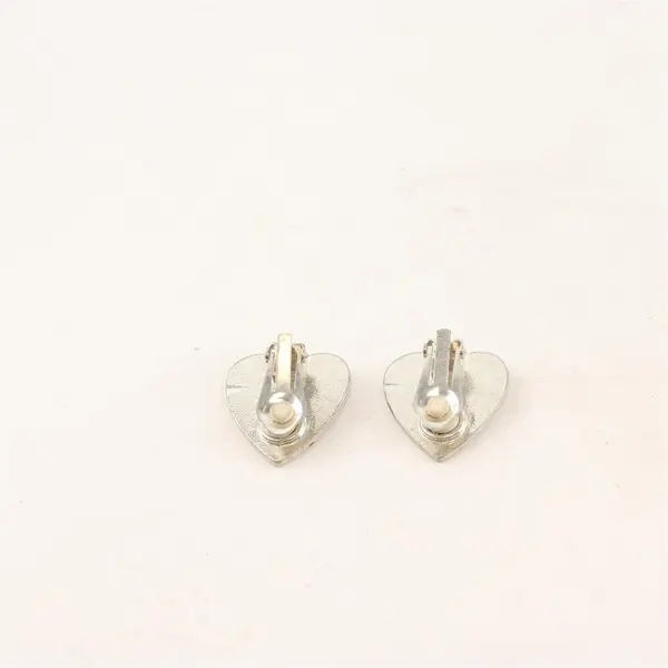 Silver-Tone Spade Upside Down Heart-Shaped Clip-On Earrings Blue Cabochon Stones