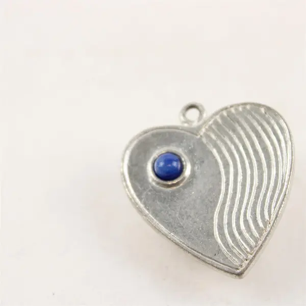 Silver-Tone Spade Upside Down Heart-Shaped Clip-On Earrings Blue Cabochon Stones
