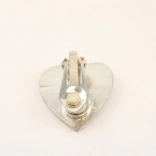 Silver-Tone Spade Upside Down Heart-Shaped Clip-On Earrings Blue Cabochon Stones