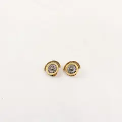 Vintage Mixed Metal Semi-Circular Clip-On Earrings