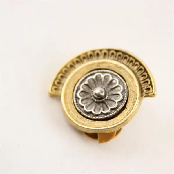 Vintage Mixed Metal Semi-Circular Clip-On Earrings