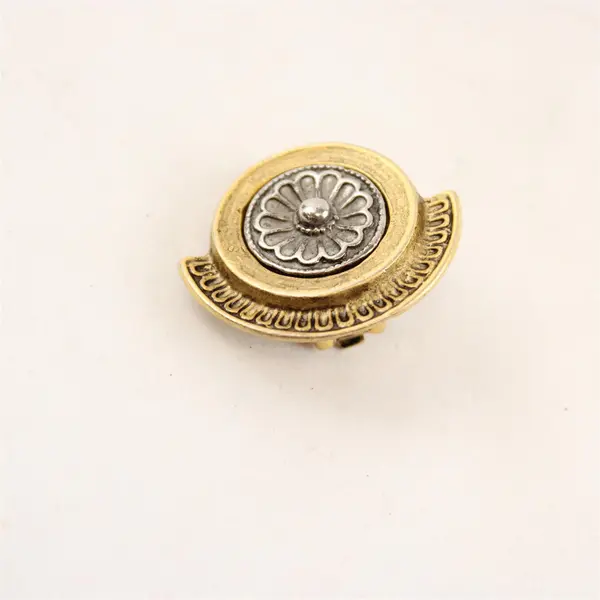 Vintage Mixed Metal Semi-Circular Clip-On Earrings