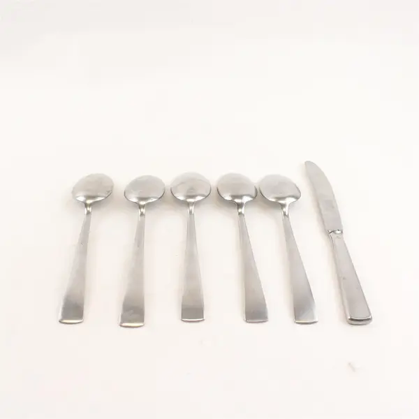 Set of 6 WMF Flatware Meistersinger Stainless Steel 5 Soup Spoons + 1 Knife