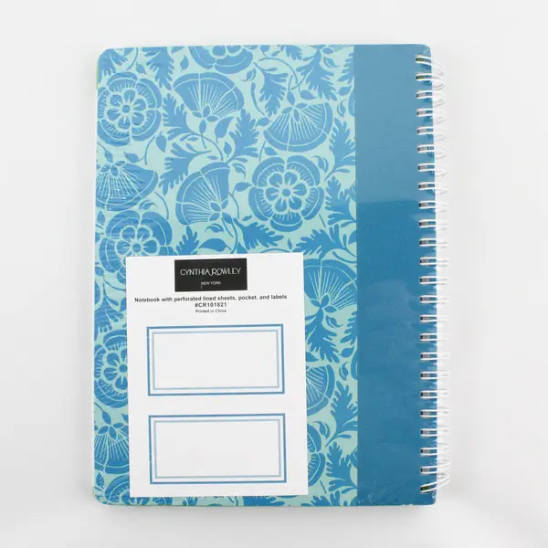 Cynthia Rowley Notebook Spiral Perforated Lined Sheets, Pocket Labels Sealed