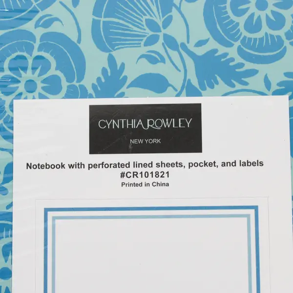 Cynthia Rowley Notebook Spiral Perforated Lined Sheets, Pocket Labels Sealed
