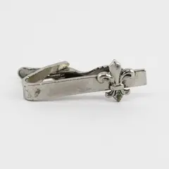 Vintage Fleur De Lis Silver Tone Tie Bar Clip