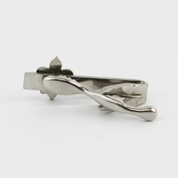 Vintage Fleur De Lis Silver Tone Tie Bar Clip