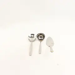 Set of 3 Stainless Steel Silverware Ladle + Serving Spoon + Pie Serving Utensils