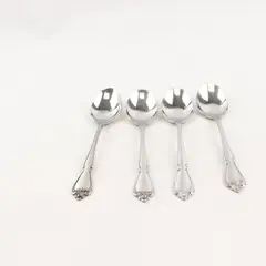 Lot Of 4 Oneida Arbor Rose-True Rose Stainless Steel Place/Oval Soup Spoon