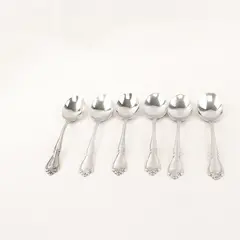 Lot Of 6 Oneida Arbor Rose-True Rose Stainless Steel Place/Oval Soup Spoons