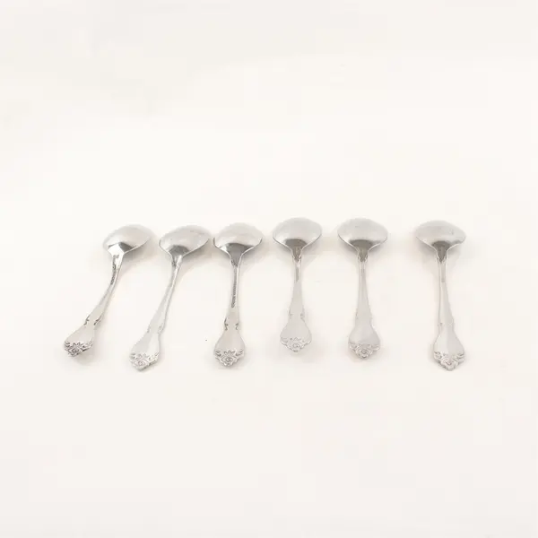 Lot Of 6 Oneida Arbor Rose-True Rose Stainless Steel Place/Oval Soup Spoons