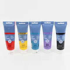 Lot of 5  Artist's Loft Acrylic Paints 4.06 Oz Black Violet Yellow Turquoise Red