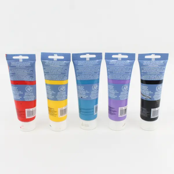 Lot of 5  Artist's Loft Acrylic Paints 4.06 Oz Black Violet Yellow Turquoise Red