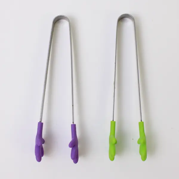 Lot of 3 Small Kitchen Tools - 2 Tongs & 1 Spatula Green/Purple
