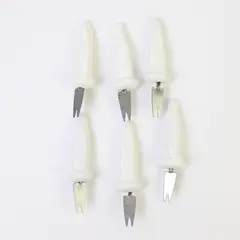 Set of 6 Vintage White Ceramic Corn Cob Holders Collectible